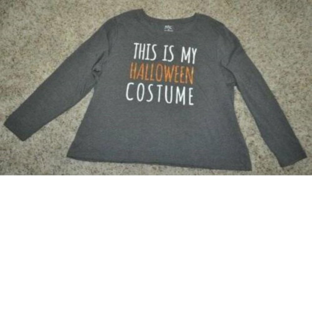Halloween This Is My Halloween Costume Shirt Plus 2X Gray Long Sleeve Crew Women